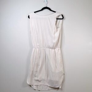 Oak + Fort Mini Dress Cinched Waist & Pockets Open Back Sleeveless Ivory Small